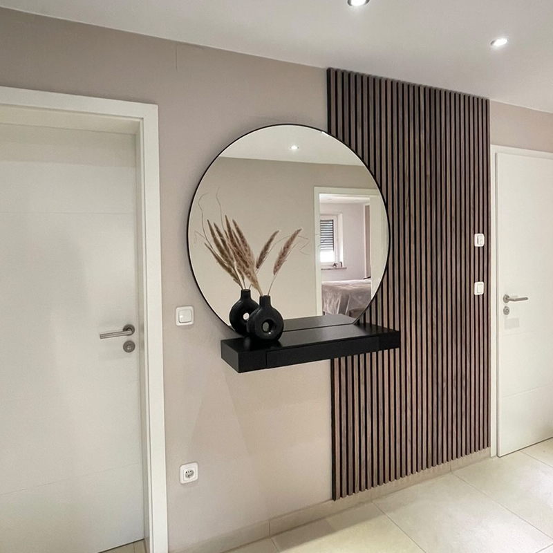 مواد مختلف نوارهای چوبی دکوراسیون اداری پانل های دیواری گریتینگ پانل های جذب صدا راه حل پروژه طراحی گرافیک