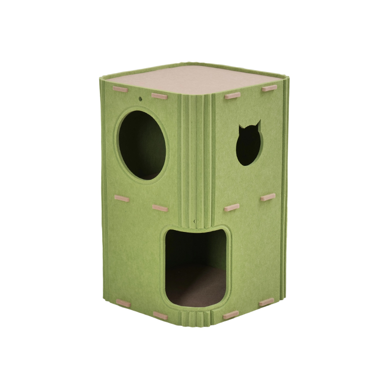 تختخواب گربه با پانل آکوستیک سازگار با محیط زیست، طراحی مدرن با ویژگی های جذب صدا و کاهش نویز، نصب آسان، سطح دوست داشتنی خراش برای گربه ها، مواد غیر آلاینده، محل نگهداری حیوانات خانگی دنج، ایده آل برای گربه سانان حساس به صدا، پناهگاه مقاوم برای گربه